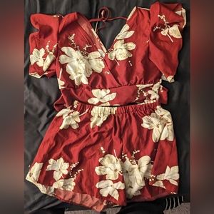 2 piece short and tie shirt